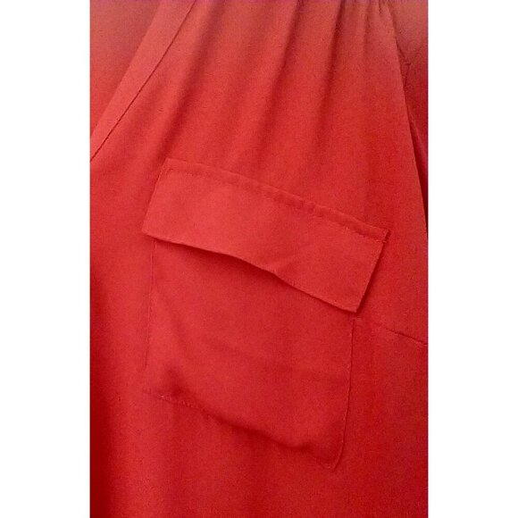 Torrid Women's Harper Blouse Pullover 3/4 Roll Tab Sleeve V-Neck Red - 3X NWT - Picture 2 of 11